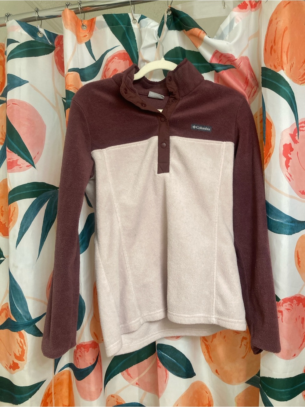Columbia Two-Tone Fleece Pullover - Burgundy & Cream